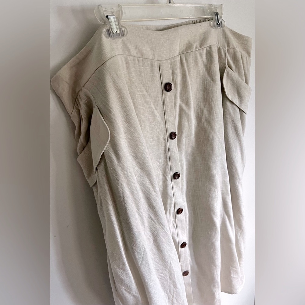 TORRID Size 4X Linen Blend MIdi Cream Button-Front Skirt - Picture 13 of 14